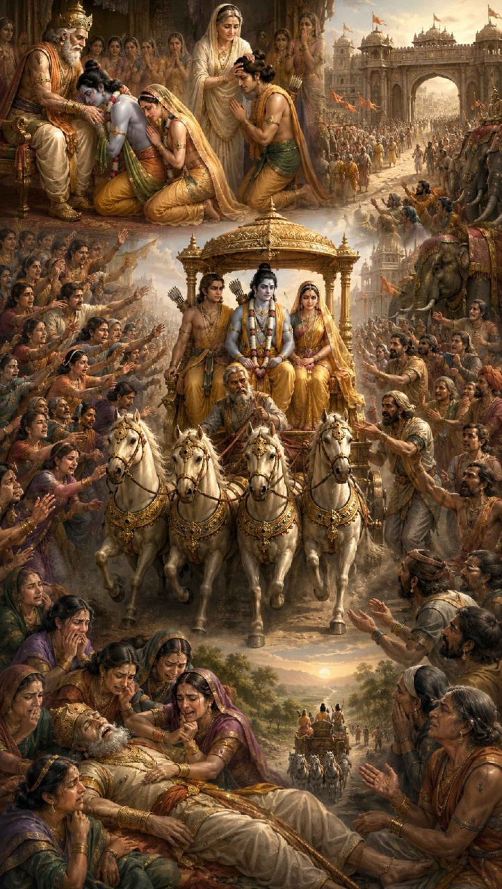 वनपथ की वह अंतिम झलक — अयोध्या का विलाप, राम का धर्म और बिछड़ते हृदयों की करुण गाथा