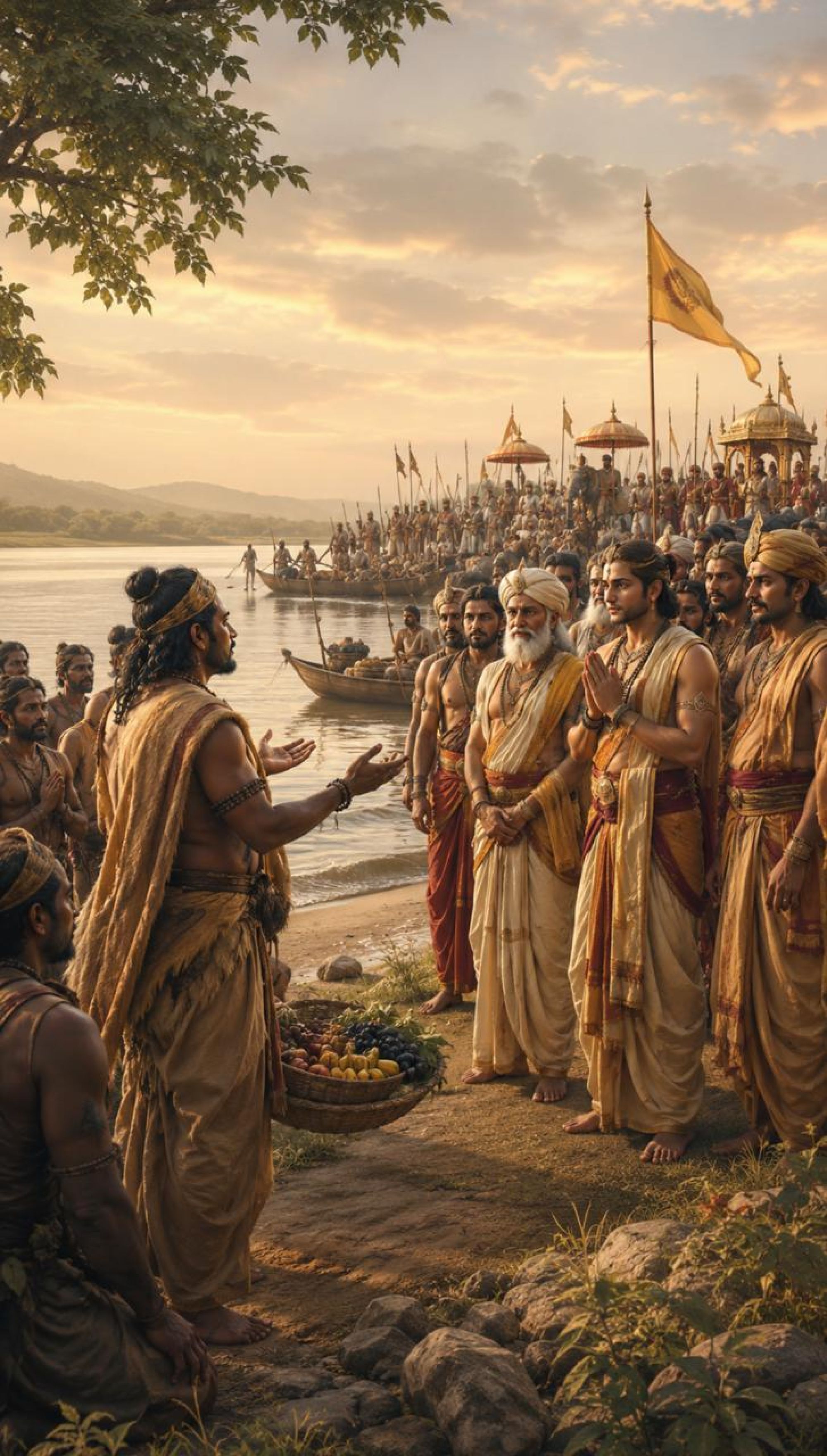 निषादराज गुह की व्याकुलता और भरत से हृदयस्पर्शी मिलन