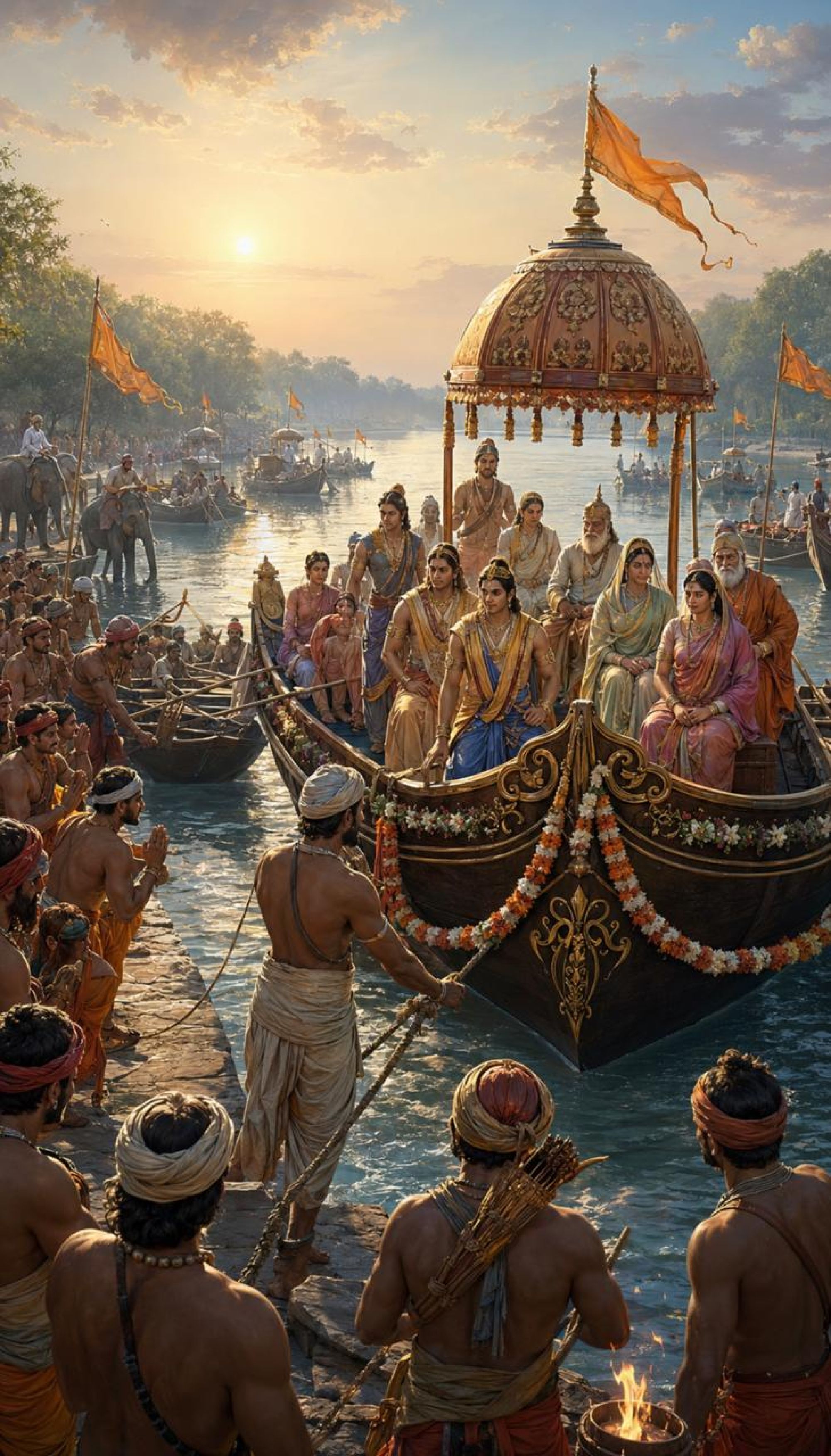भरत का गङ्गा पारगमन और महर्षि भरद्वाज के आश्रम की ओर भावपूर्ण यात्रा